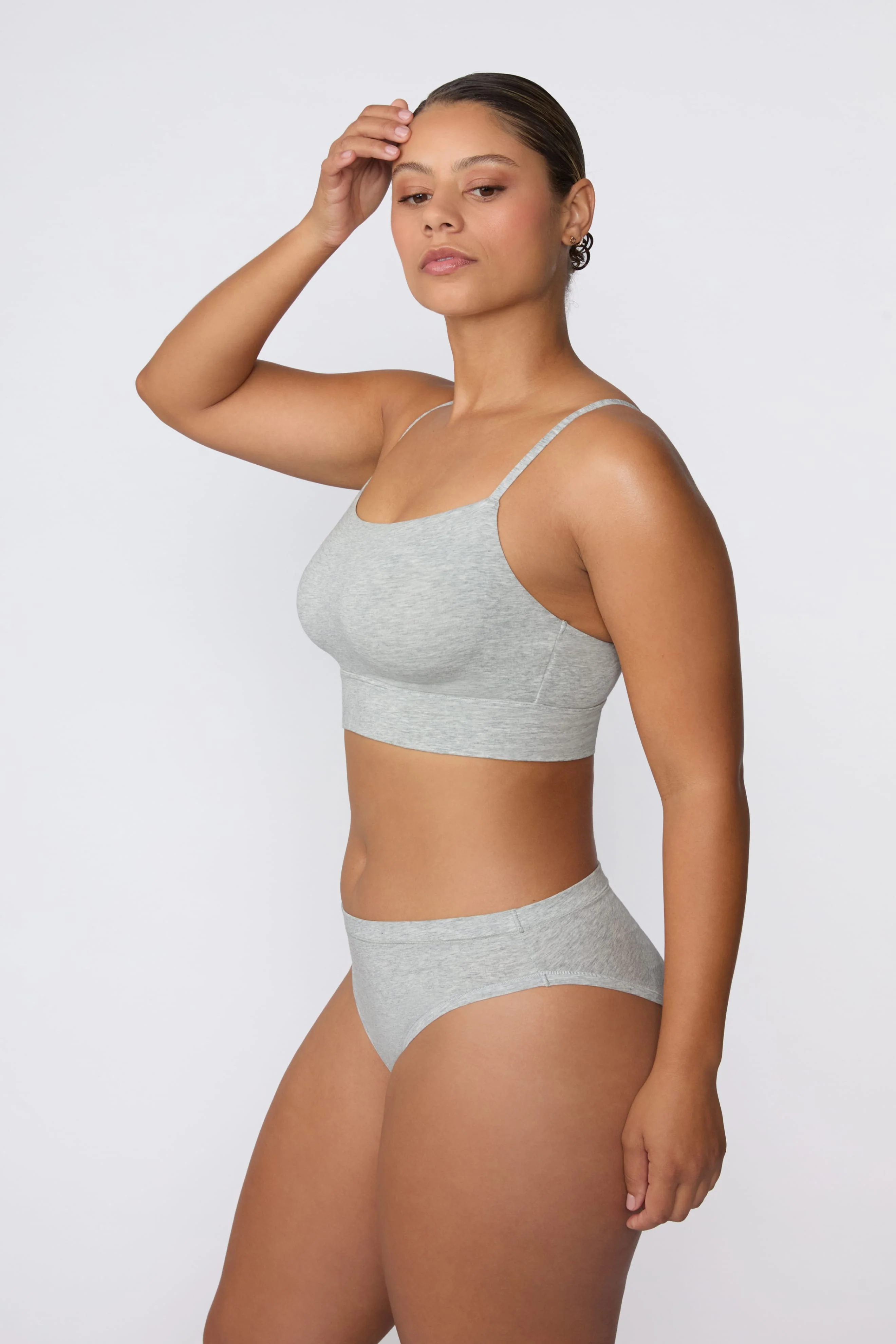 Cloud Cotton Thin Strap Bralette - Heather Grey - Image 5