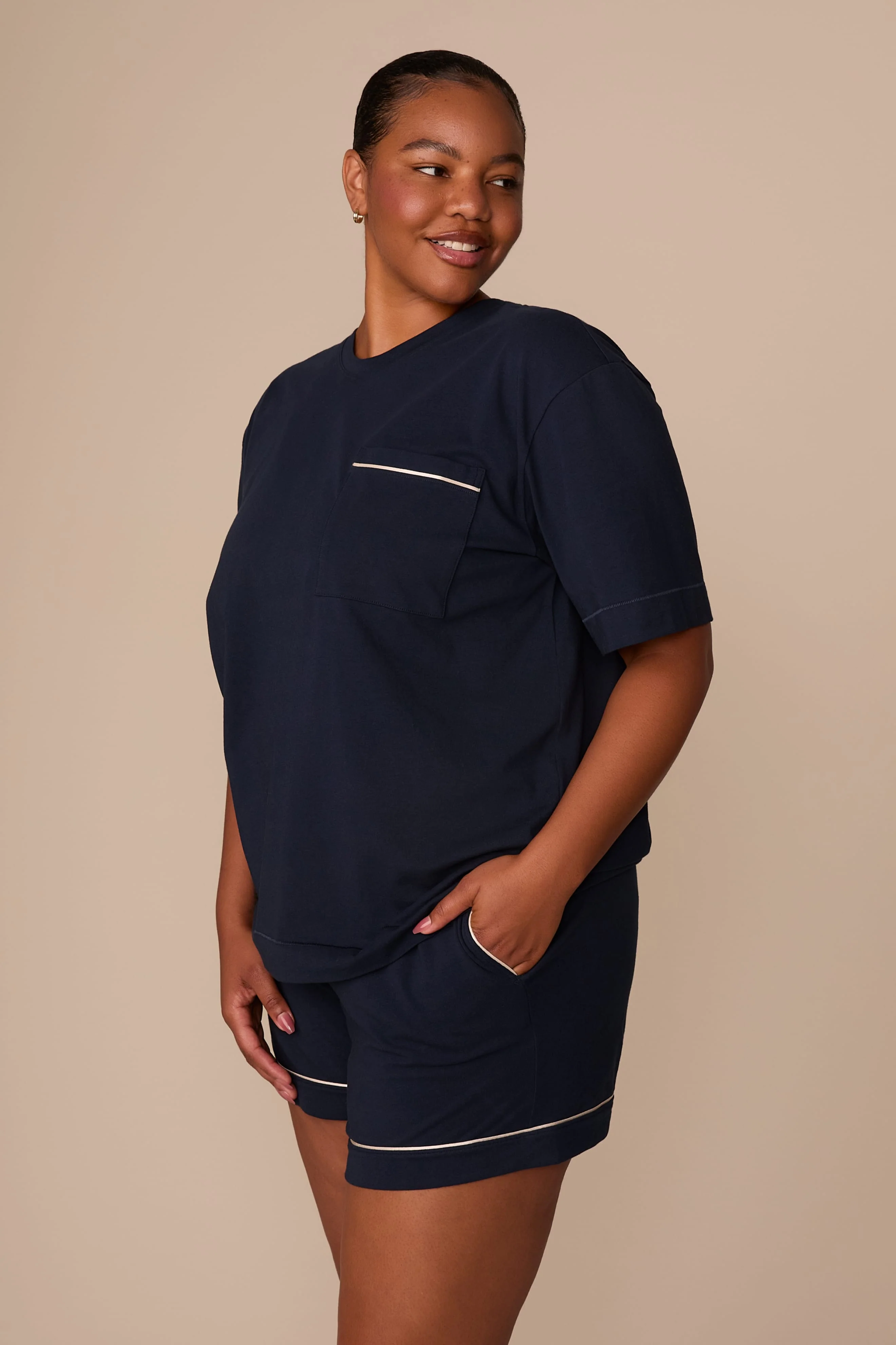 Perfect Pima Pajama Tee - Navy - Image 6