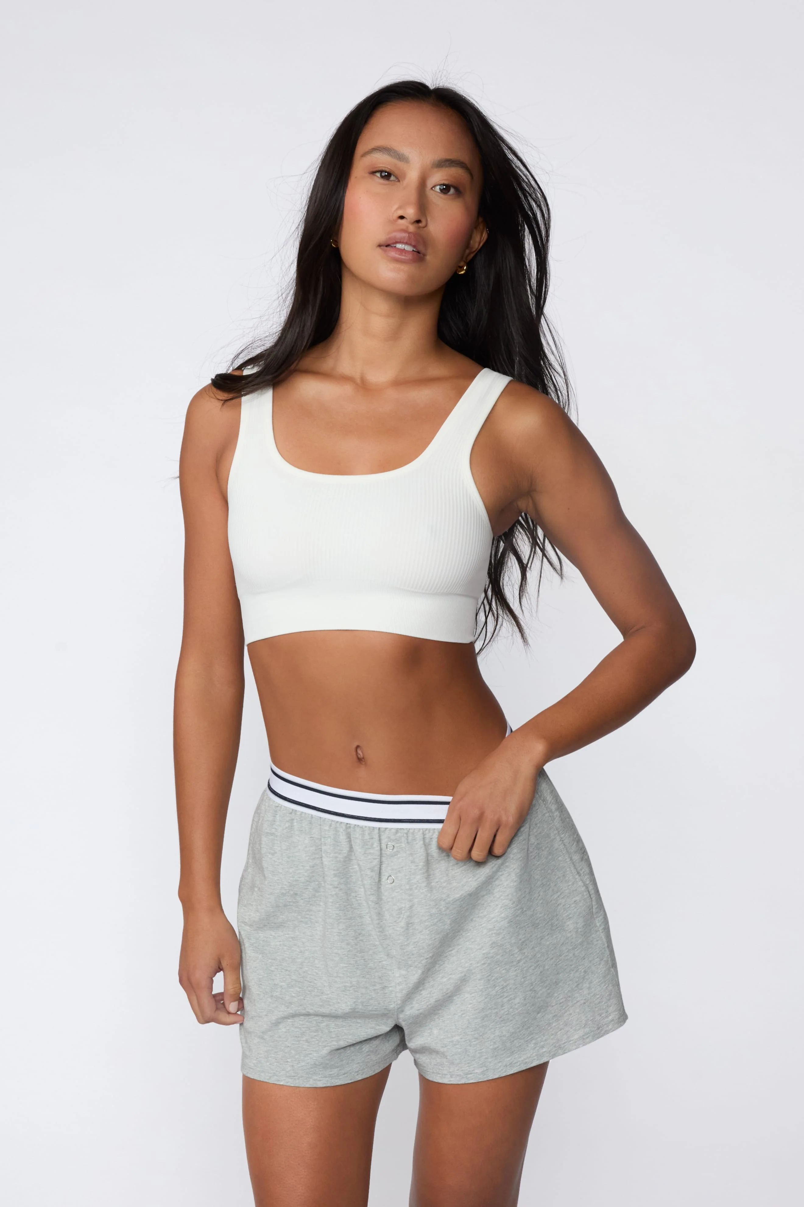 Ribbed Seamless Scoop Bralette - White - Image 5
